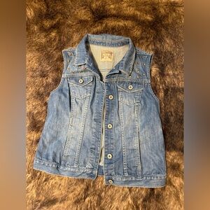 Denim Vest with Studded Details